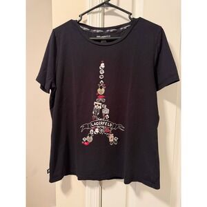 Karl Lagerfeld Paris Womens Eiffel Tower Graphic T-Shirt Black Size L LORH6086